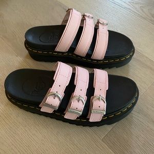 Dr. Martens Pink Triple-Strap Platform Sandals